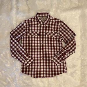 Eddie Bauer MR LS Adventure 2.0 Mens Long Sleeve Plaid Shirt Red White NEW Sz M